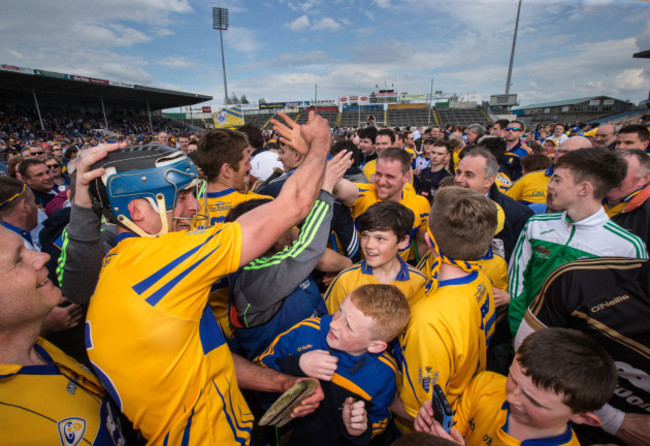 Brendan Bugler and Colin Ryan celebrate after the game