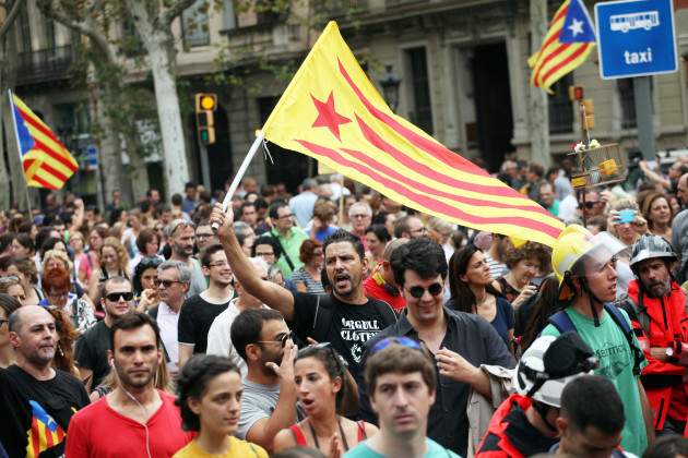 Spain: Demonstration Against Police Brutality in Catalonia's Referendum