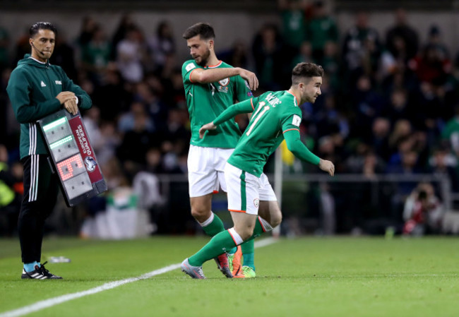 Sean Maguire makes his debut coming on for Shane Long