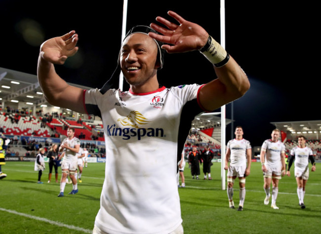 Christian Lealiifano celebrates after the game