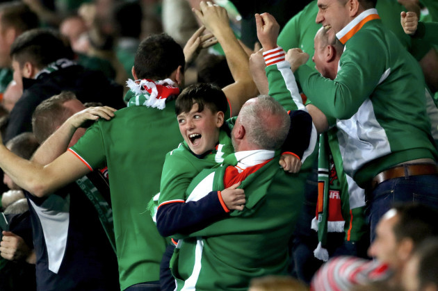 Ireland fans celebrate their sides opening goal