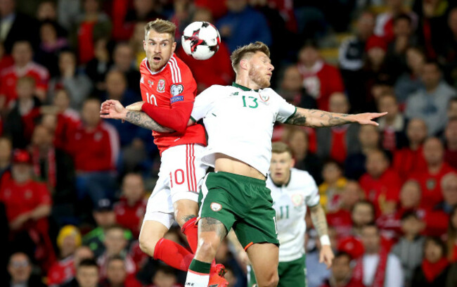 Jeff Hendrick with Aaron Ramsey