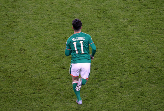 Sean Maguire enters the field to make his senior International debut