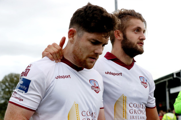 Ronan Murray and David Cawley dejected at the end of the game