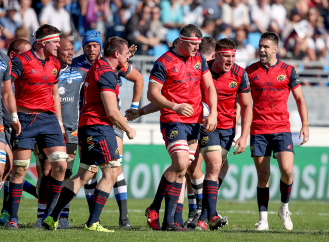 Billy Holland, Tommy O'Donnell, Robin Copeland, CJ Stander and Conor Murray celebrate a penalty