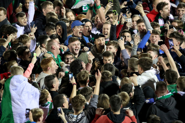 Cork's fans celebrate winning the league