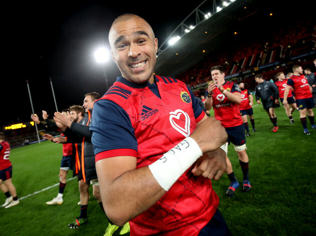 Simon Zebo celebrates after the game