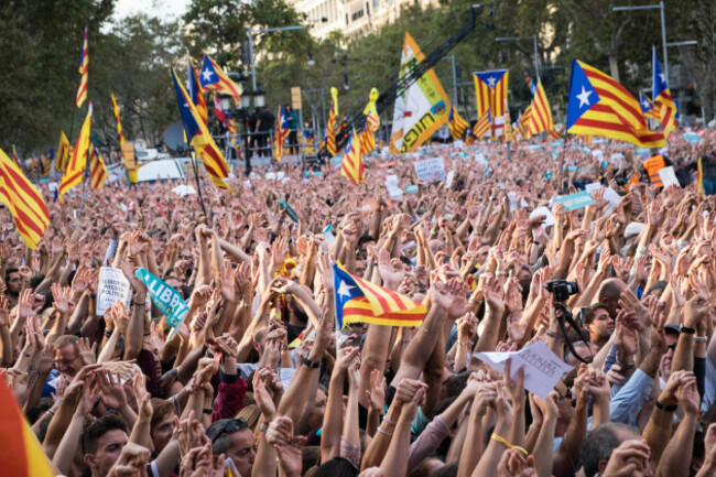 Spain: Demonstrators Protest Spanish Move To Suspend Catalan Autonomy