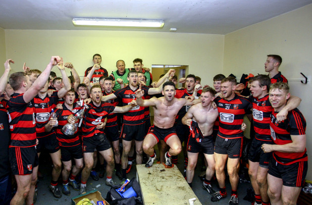 Ballygunner players celebrate in the dressing room after the game