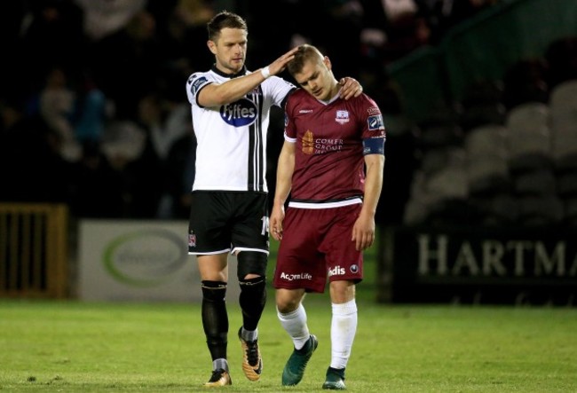 Dane Massey with Colm Horgan after the game