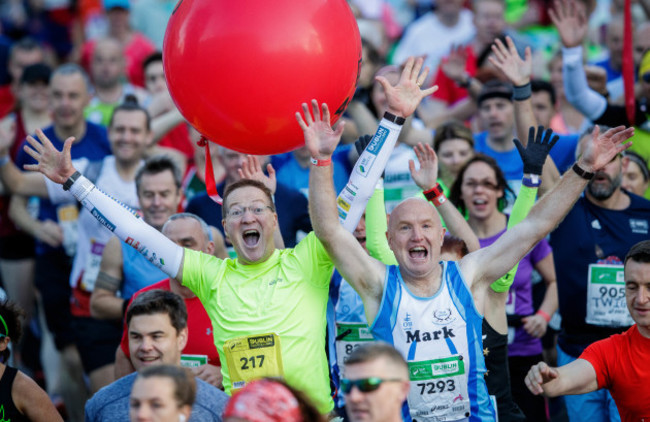 A view of the Dublin Marathon as runners make there way down Fitzwilliam Street Upper