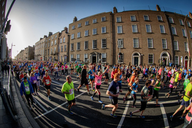 A view of the Dublin Marathon as runners make there way down Leeson Street