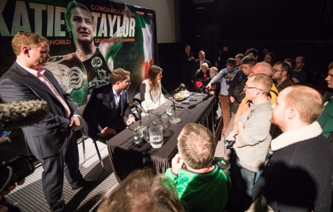 Katie Taylor talks to the media