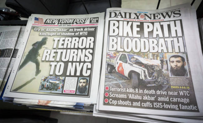 NY: New York newspapers report on terrorist attack in Tribeca in New York