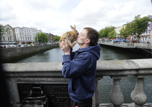 Pictures: Homeless man who rescued his rabbit from the Liffey in 2011 ...