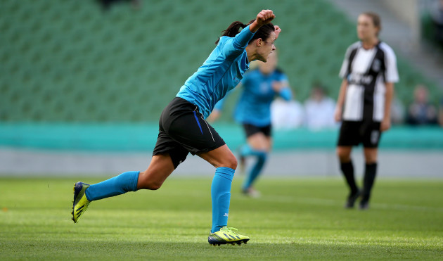 Aine O'Gorman celebrates scoring her side's first goal