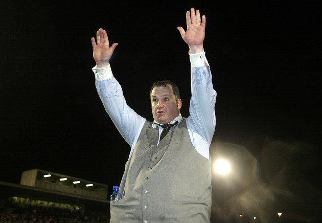 Pat Dolan salutes the City fans at the end of the game