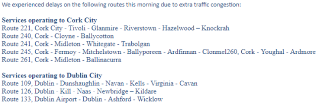 bus eireann delays