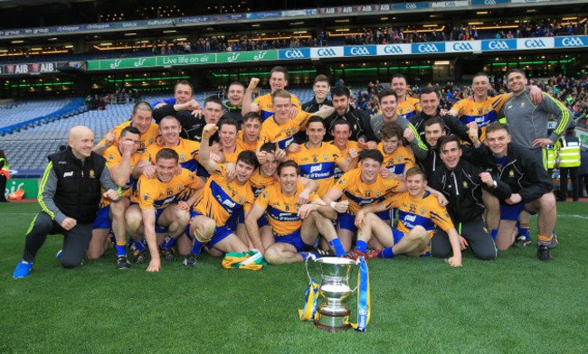 The Clare team celebrate winning