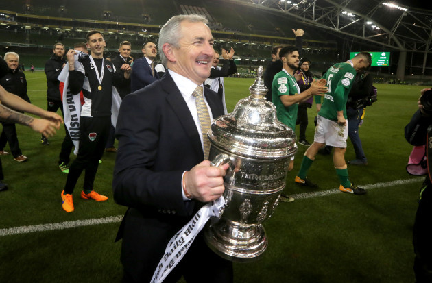 John Caulfield celebrates with The Irish Daily Mail FAI Cup