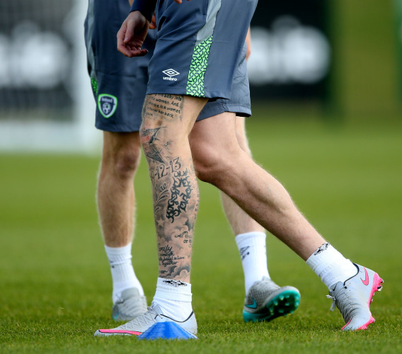 A view of James McClean's tattooed leg