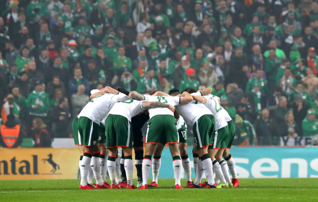 The Ireland team huddle