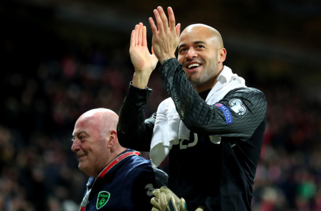 Darren Randolph with kit man Dick Redmond