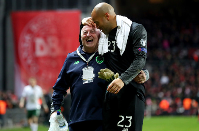 Darren Randolph with kit man Dick Redmond