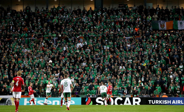 A view of the Irish fans during the game