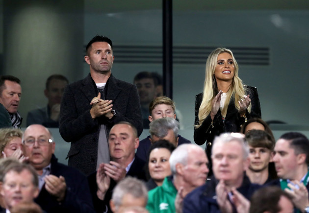 Robbie Keane and his wife Claudine at the match