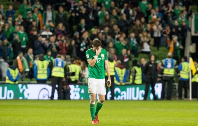 Stephen Ward dejected after the game