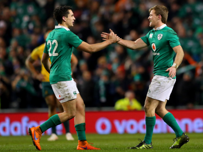 Joey Carbery and Kieran Marmion celebrates