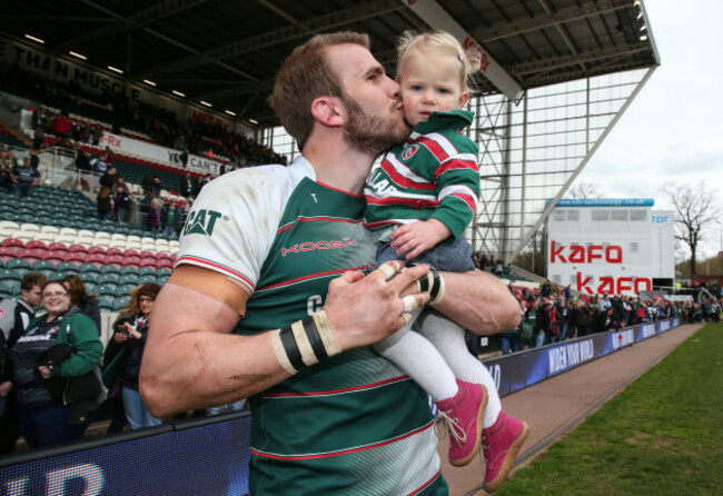 Tom Croft celebrates with his daughter Victoria
