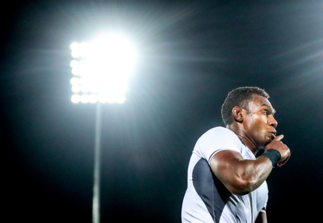 Leone Nakarawa celebrates scoring a try