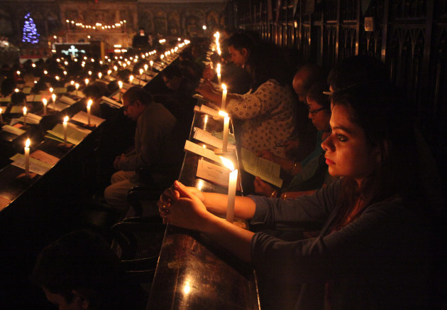 India: Midnight Mass Candle Light in Kolkata