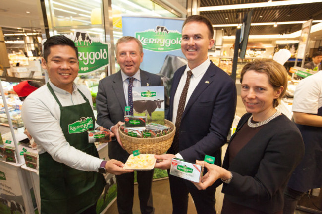Pictured at the launch of Kerrygold in South Korea L-R Vincent Tong, Ornua, Minister Michael Creed, Sean Ryan, Ornua, Tara McCarthy, Bord Bia