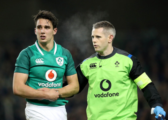 Joey Carbery leaves the field with an injury