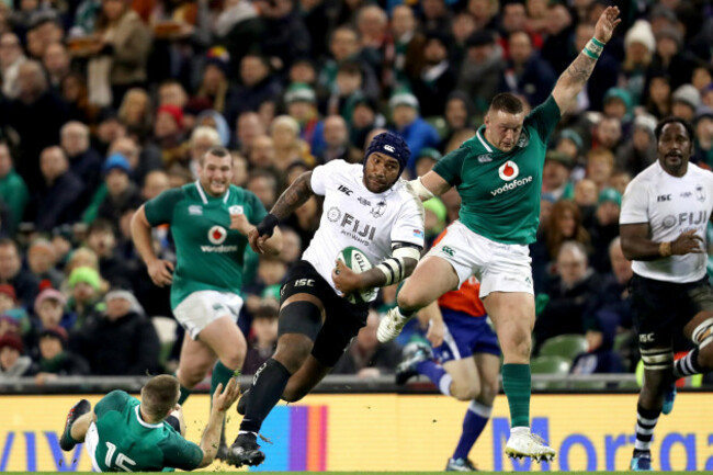 Nemani Nadolo and Andrew Conway with Andrew Porter