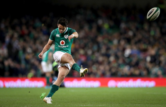 Joey Carbery kicks a conversion