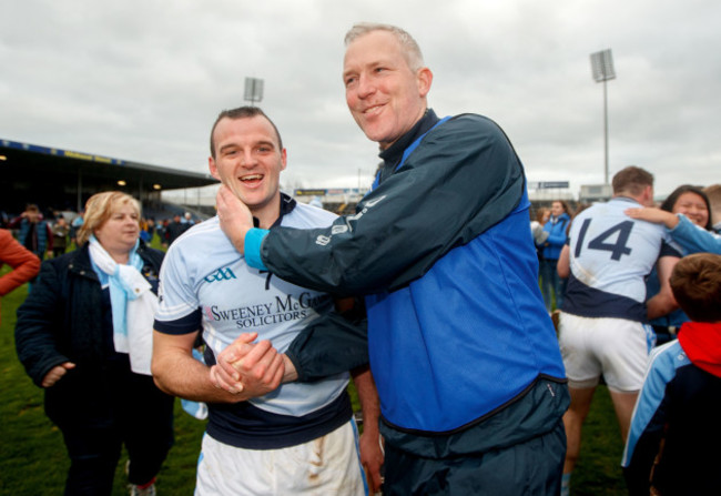 Alan Dempsey and manager Shane O'Neill celebrate