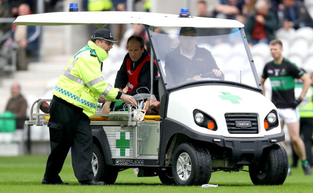 Cian McWhinny receives medical attention
