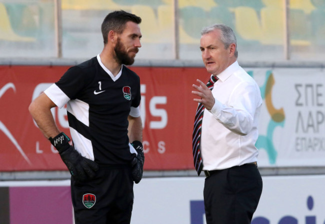 John Caulfield with goalkeeper Mark McNulty