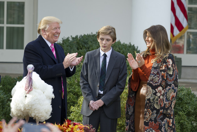 DC: US President Trump and First Lady Melania Trump Participate in the 2017 Thanksgiving Turkey Pardon Ceremony