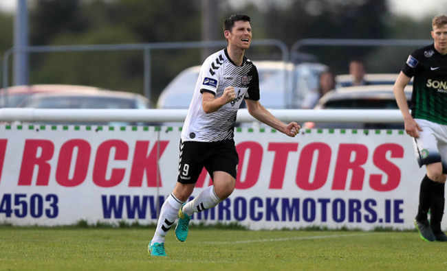 Dinny Corcoran celebrates scoring his sides first goal