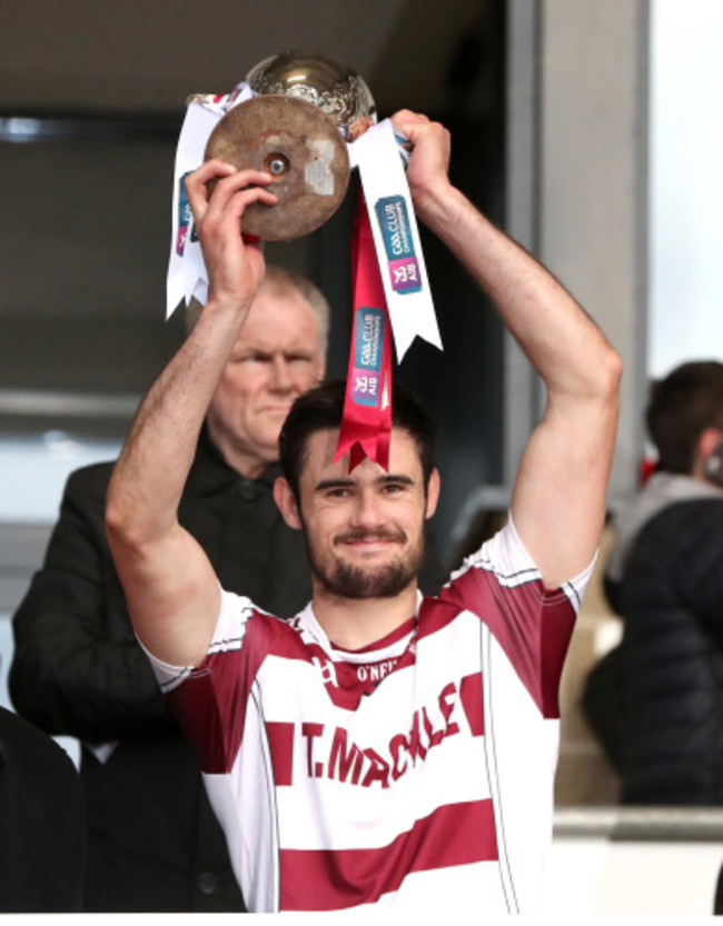 Slaughtneill Christopher Mc Kaigue lifts the cup