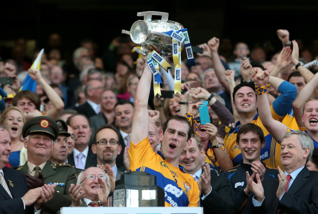Patrick Donnellan lifts the Liam MacCarthy cup