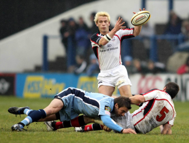 Paul Marshall collects the ball from Ryan Caldwell