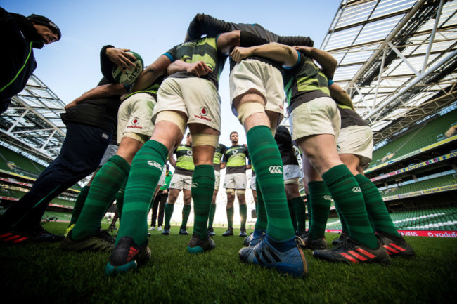 The Ireland team huddle