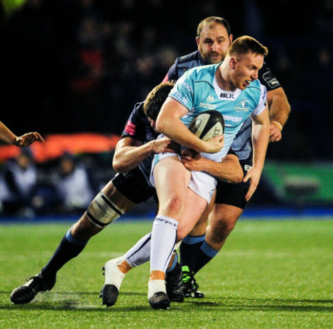 Shane Delahunt is tackled by Kirby Myhill