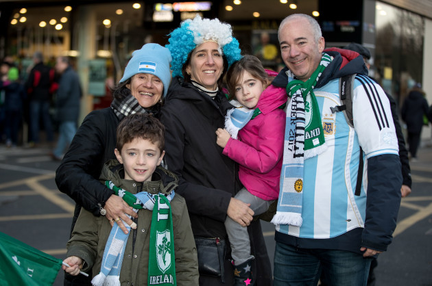 Argentina fans Tobias, Raquel, Analia, Lucia, and Nico Enz ahead of the game